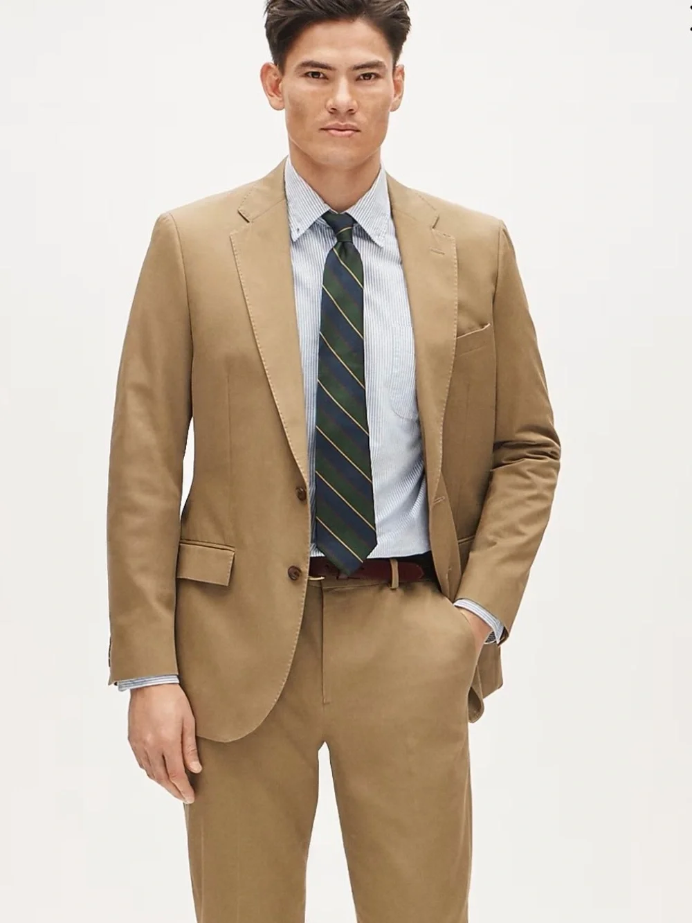 J Crew Ludlow slim fit cotton chino tan suit coat